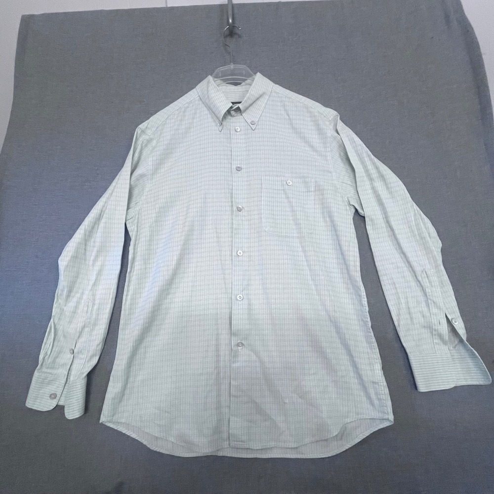 Ermenegildo Zegna Mens Green Check Button Down Shirt Made in Italy Large